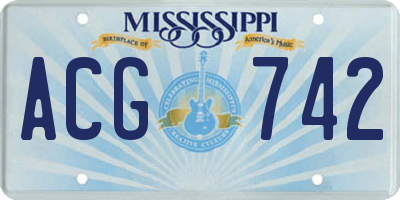 MS license plate ACG742