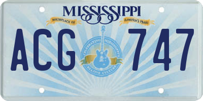 MS license plate ACG747