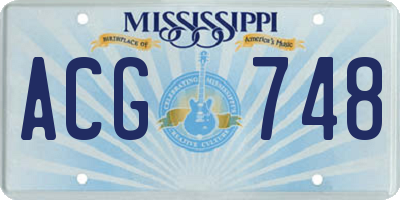 MS license plate ACG748