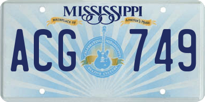 MS license plate ACG749