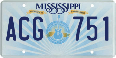 MS license plate ACG751