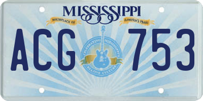 MS license plate ACG753