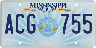 MS license plate ACG755