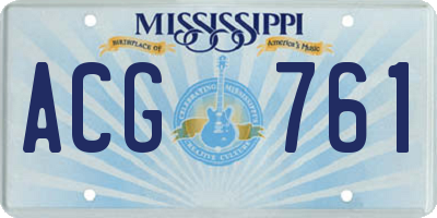 MS license plate ACG761