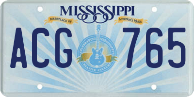 MS license plate ACG765