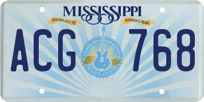 MS license plate ACG768