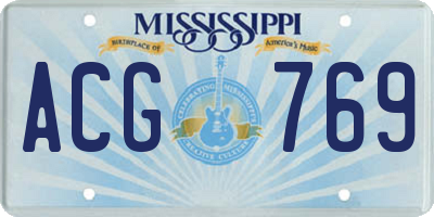 MS license plate ACG769