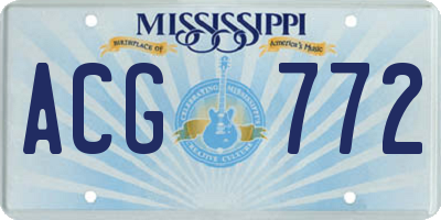 MS license plate ACG772