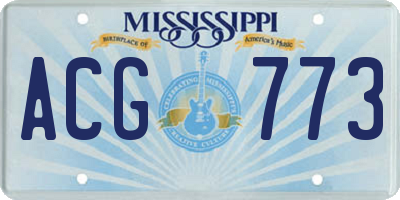 MS license plate ACG773