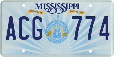 MS license plate ACG774