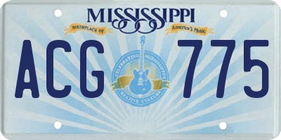 MS license plate ACG775