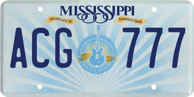 MS license plate ACG777