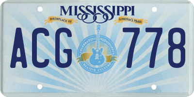 MS license plate ACG778