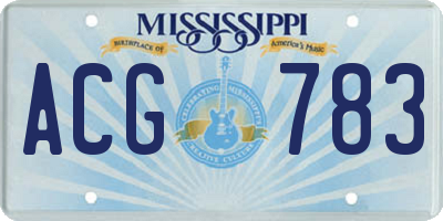 MS license plate ACG783