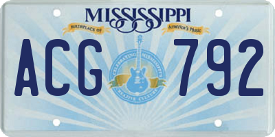 MS license plate ACG792