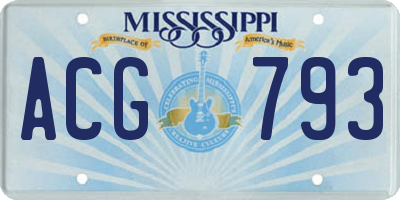 MS license plate ACG793