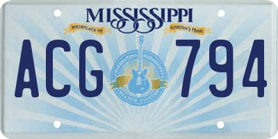 MS license plate ACG794