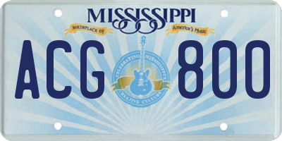 MS license plate ACG800
