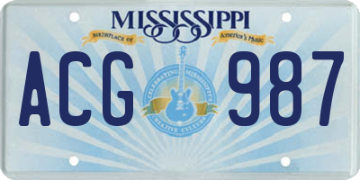 MS license plate ACG987