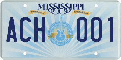 MS license plate ACH001