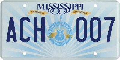 MS license plate ACH007