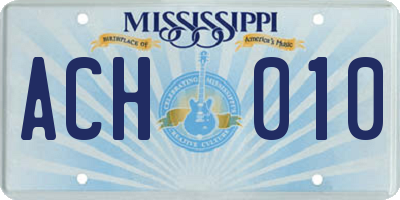 MS license plate ACH010
