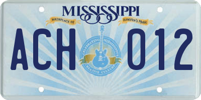MS license plate ACH012