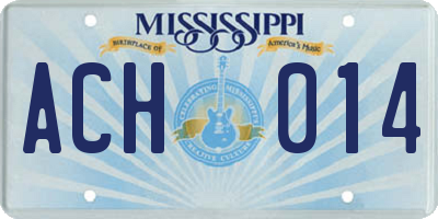 MS license plate ACH014