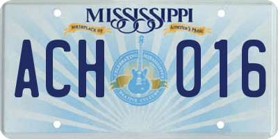 MS license plate ACH016
