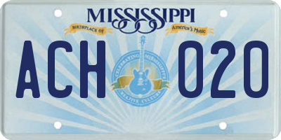MS license plate ACH020