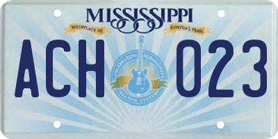 MS license plate ACH023