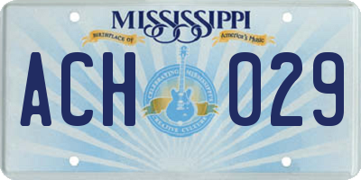 MS license plate ACH029