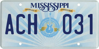 MS license plate ACH031