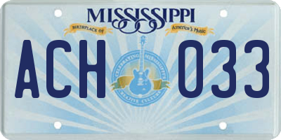 MS license plate ACH033