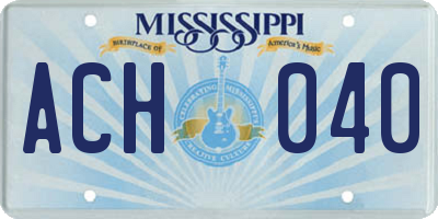MS license plate ACH040
