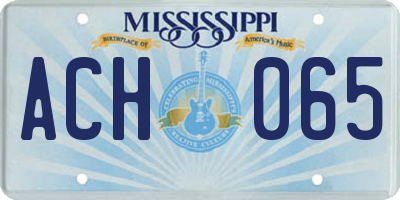 MS license plate ACH065