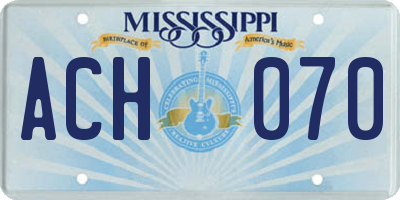 MS license plate ACH070