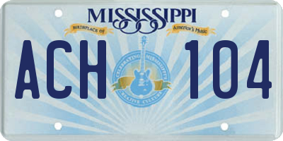 MS license plate ACH104