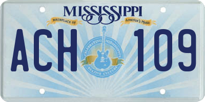 MS license plate ACH109