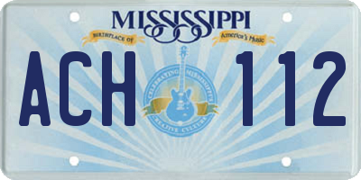 MS license plate ACH112