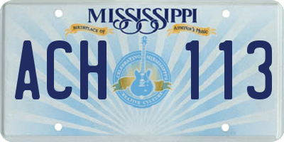 MS license plate ACH113