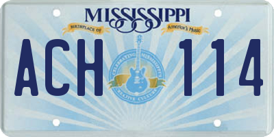 MS license plate ACH114