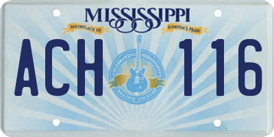 MS license plate ACH116