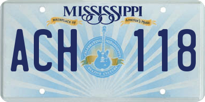 MS license plate ACH118