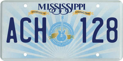 MS license plate ACH128