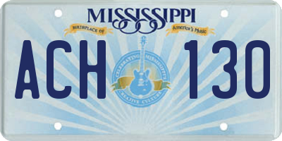 MS license plate ACH130