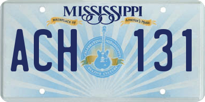 MS license plate ACH131