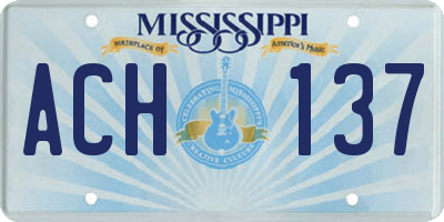MS license plate ACH137