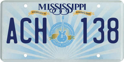 MS license plate ACH138