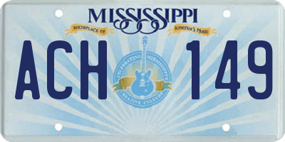 MS license plate ACH149